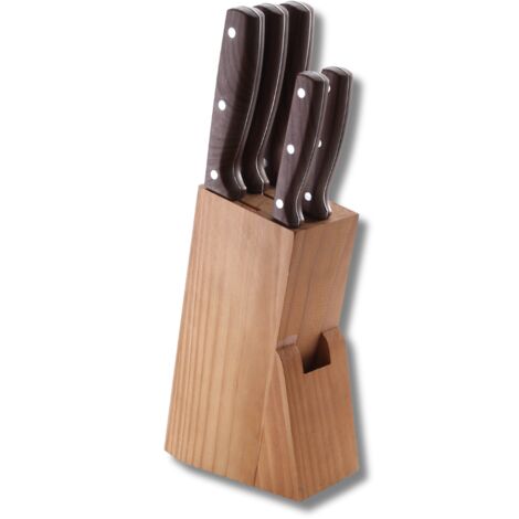 Ceppo in legno 5 coltelli con lame in acciaio inox (1/2)