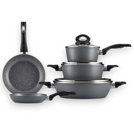 Batteria set 8 pezzi pentole e padelle antiaderenti in alluminio coniato Brooklyn Taste