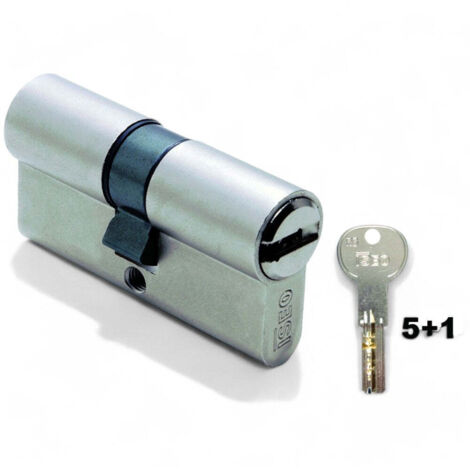 Cilindro sicurezza infilare profilo europeo 6 spine antitrapano ottone nichelato - 110 mm decentrato (40x70)