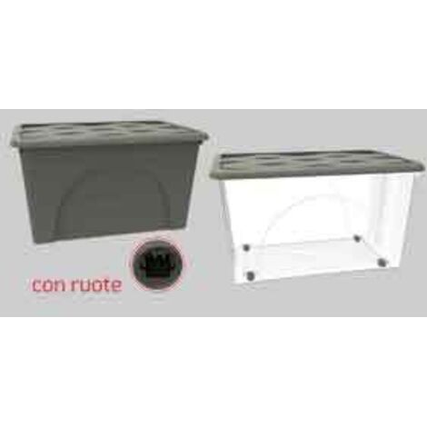 Contenitore multiuso storage box 60 lt, - col. trasparente/grigio talpa