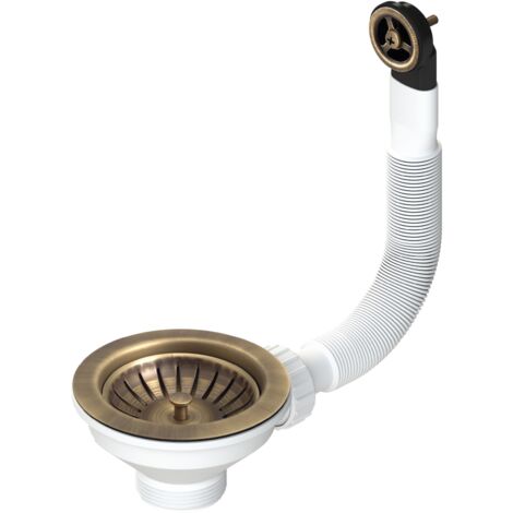 Piletta bronzo Ø114 per lavello foro Ø90 con troppo pieno tondo L.B. PLAST D670-70-PIR  Bronzo