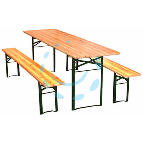 TAVOLO BIRRERIA CON DUE PANCHE A DUE GAMBE 200x60
