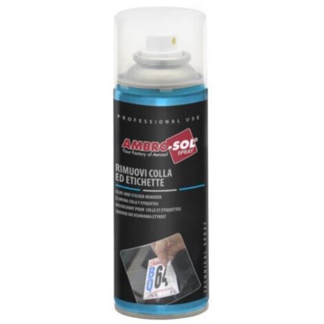 Ambro-Sol P304 Rimuovi Colla ed Etichette, a Base di Solventi e Polimeri Sintetici, Bomboletta Spray in Banda Stagnata Riciclabile 200 ml, bianco tenue (1/3)