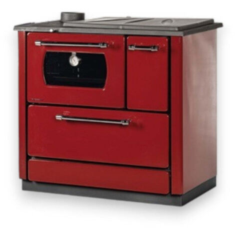 Stufa cucina riscaldamento a legna con forno struttura in acciaio 9,06 kW Popular - Bordeaux (1/5)