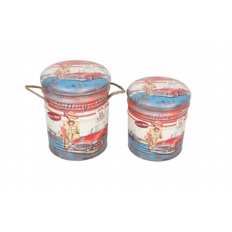 THEODORE - set di 2 pouf contenitore tondo poggiapiedi (1/5)
