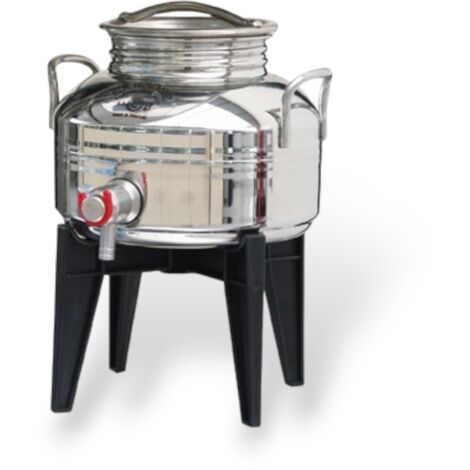 FUSTO OLIO SALDATO ACCIAIO INOX LUSSO LT.5 SANSONE RUBINETTO + SUPPORTO