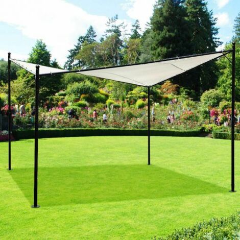 Gazebo 350x350 cm da esterno giardino con struttura in acciaio resistente e copertura irregolare in poliestere Alicante