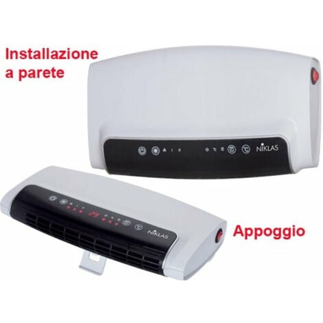 Termoventilatore da parete e d'appoggio PTC Split Urban 1200W 3 potenze  Niklas