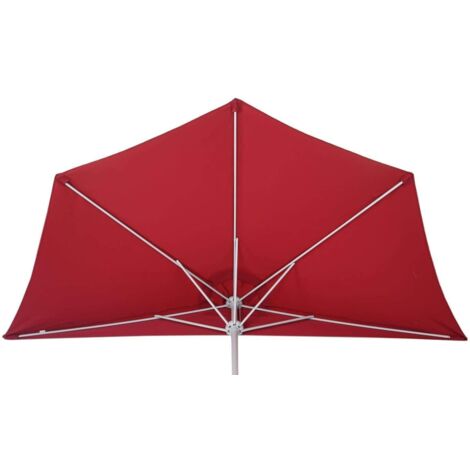 OMBRELLONE MEZZALUNA DA MURO IN ALLUMINIO COLORE BORDEAUX 300 X 150 X H 250 CM