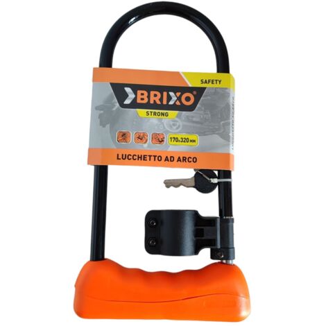 Lucchetto antifurto ad arco Ø13 mm in acciaio per moto scooter e bici BRIXO - 170x320 mm. (1/4)