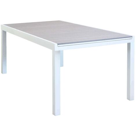 Tavolo estensibile da esterno 180/240 cm con struttura in alluminio e piano in polywood effetto legno in doghe -  Black