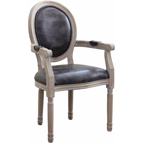 Sedia poltrona da interno in legno ecopelle velluto tessuto con seduta e schienale imbottiti Provenza - Black - Ecopelle