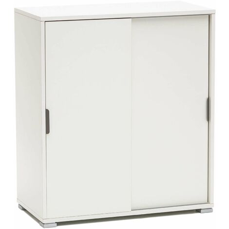 Mobiletto da interno in legno nobilitato bilaminato con ante scorrevoli 3 ripiani Linea Classic - White (1/5)