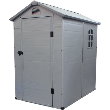 Casetta cottage da giardino porta attrezzi in resina effetto legno Cortina Grigio Chiaro