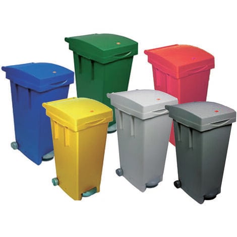 Bidone con ruote e pedale per raccolta differenziata 80Lt ICS -  Green