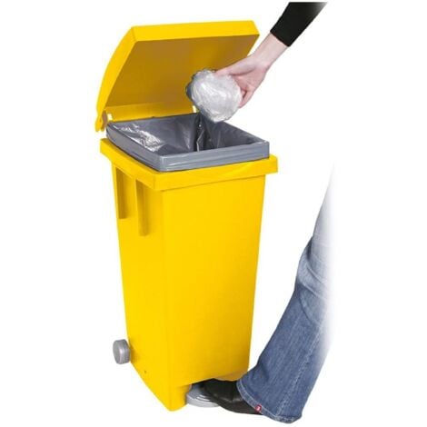 Bidone con ruote e pedale per raccolta differenziata 80Lt ICS -  Green