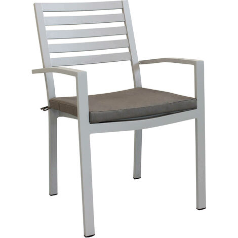Poltrona da Giardino Impilabile in Alluminio cm 55 5x61x85 - DAVID - Colore: Tortora