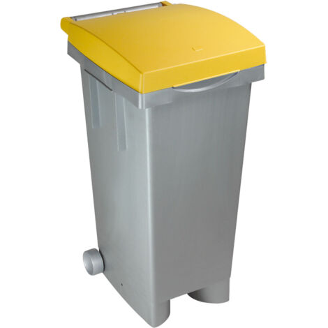 Bidone con ruote per raccolta differenziata 80 lt Tata ICS -  Yellow