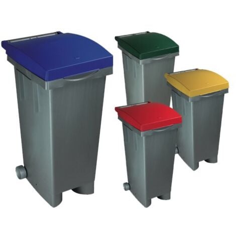 Bidone con ruote per raccolta differenziata 80 lt Tata ICS -  Yellow
