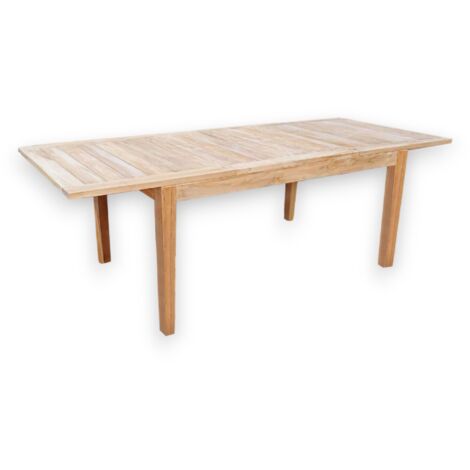 Tavolo allungabile 150/210 cm da esterno giardino in legno di teak con  piano a doghe Rabiot