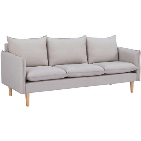 Divano 3 posti stile scandinavo in Tessuto cm 188x82x84 - LEO - Colore: Beige