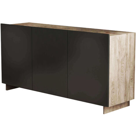 Credenza mobiletto da soggiorno a 3 ante in legno nobilitato bilaminato Charlotte -  Gray (1/5)