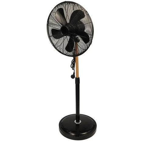 Ventilatore con 5 pale a piantana con rifiniture in legno Industrial Style NIKLAS (1/4)