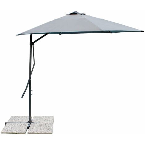 Ombrellone da giardino Ø3 mt con antivento e base a crociera Perinde - Grey (1/5)