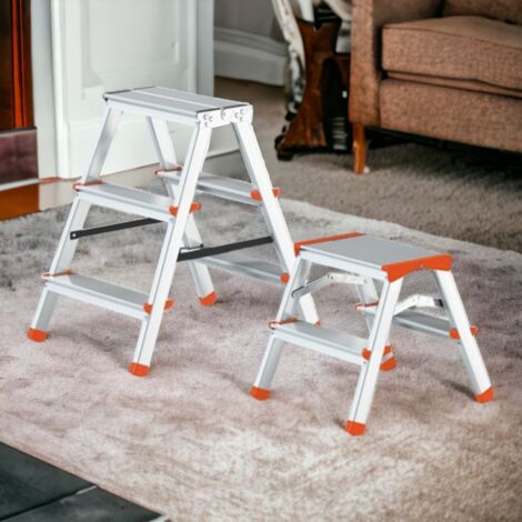 Sgabello in Alluminio Doppia Salita Portata 125 kg 3 Gradini Step Up (1/5)