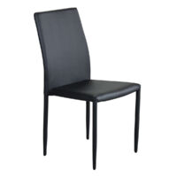 Sedia impilabile da interno con struttura in acciaio rivestita in ecopelle Light Skin - DarkGrey