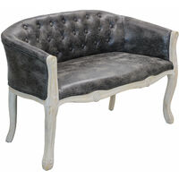 Divano vintage in pelle vintage con venature grigie struttura in legno decorata Parigino