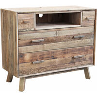 Cassettiera con 4 cassetti e 1 ripiano in legno di pino 110x48xH92 cm MANDELA