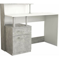 Scrivania da interno studio camera da letto con 2 cassetti e doppio ripiano in legno nobilitato bilaminato Double Desk - Grey