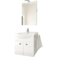 Mobile bagno lavabo e base a 2 ante con specchio illuminazione led