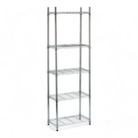 Scaffale metallo cromato 5 ripiani 60x35x180 cm per casa ufficio garage portata 75 kg per ripiano montaggio ruote M8