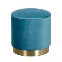Pouf Contenitore Rotondo In Velluto Ottanio