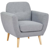 Poltrona da salotto in tessuto forma a conchiglia Grigio Chiaro Loren