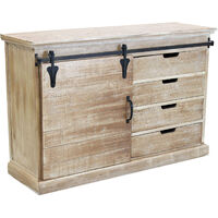 Mobile credenza madia da interno con 4 cassetti e 1 anta scorrevole struttura in legno e metallo Linea Industrial