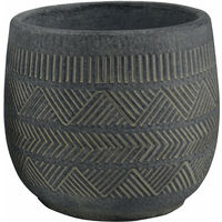 Vaso tondo basso da giardino in fibra di argilla antracite 18x18x16 cm Cistus