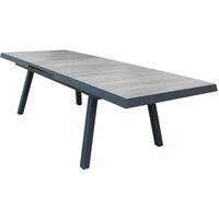 Tavolo allungabile da esterno giardino in alluminio con piano in gres effetto legno 205/265 cm Lincoln - Black
