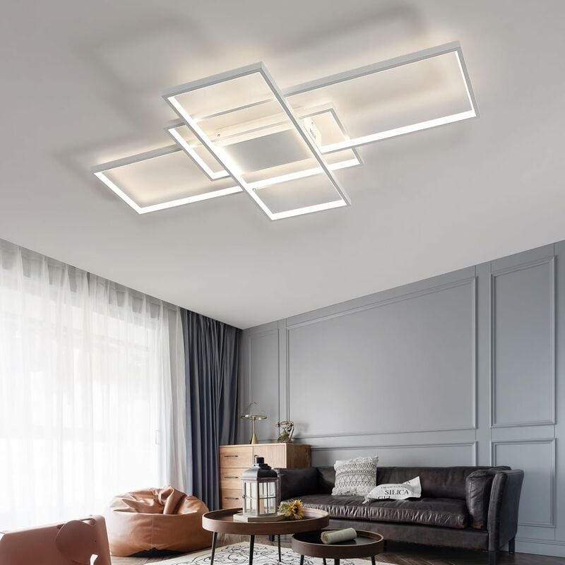 LED-Deckenleuchte, dimmbar für Weiß Deckenlampe modernes Wohnzimmer, - Design, 3000K-6000K, rechteckige Schlafzimmer, Esszimmer, Dimmbare Büro