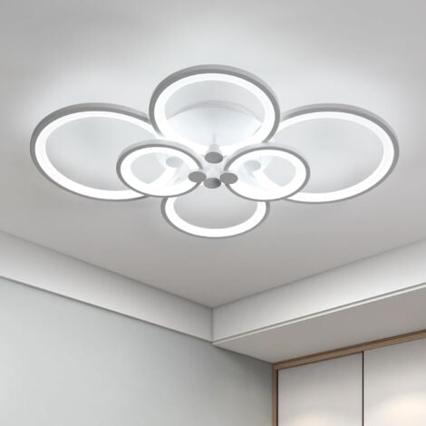 Deckenlampe LED Deckenleuchte rund Wohnzimmerlampe 3000K, DxH LED Samt, 1x weiß, 24 Metall silber Stoffschirm cm 1x 1120 in W 40x10,5 grau, mit lm