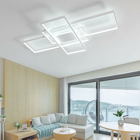 Dimmbare LED-Deckenleuchte, modernes Büro - dimmbar Wohnzimmer, Deckenlampe 3000K-6000K, rechteckige für Schlafzimmer, Esszimmer, Weiß Design