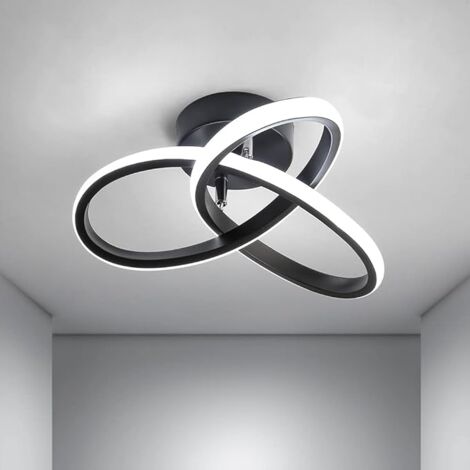 LED-Deckenlampe, Moderne LED-Deckenlampe 22W 2500LM, Schwarze Kronleuchter für Schlafzimmer Wohnzimmer Flur, Durchmesser 26cm, Kaltweißes Licht 6500K