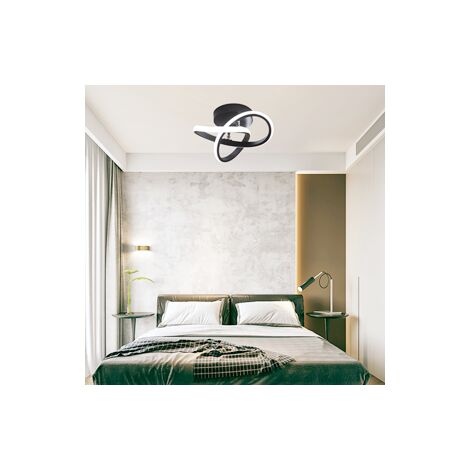 LED-Deckenlampe, Moderne LED-Deckenlampe 22W 2500LM, Schwarze Kronleuchter für Schlafzimmer Wohnzimmer Flur, Durchmesser 26cm, Kaltweißes Licht 6500K