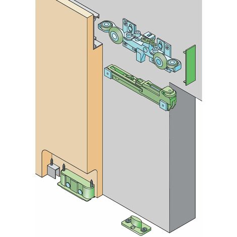 kit Hidden con binario invisibile per porta scorrevole in legno larghezza fino a 115 cm
