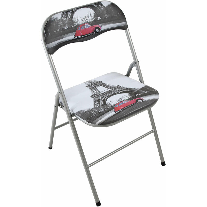Chaise pliante de l'intérieur ou d'acier extérieur avec siège et dos dans PPCP rembourré Closy  Paris DimGray