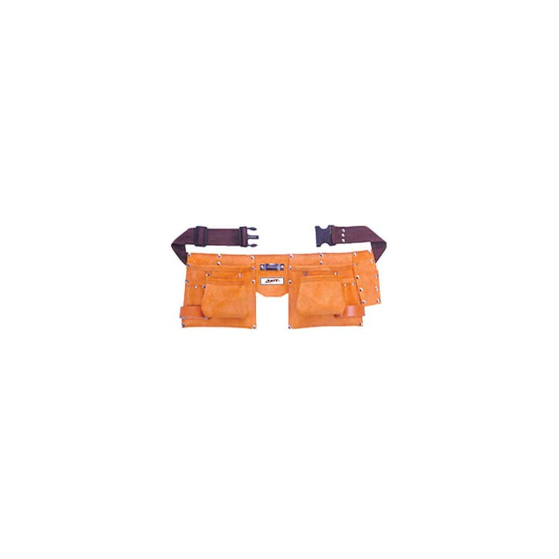 Kippen 3021A Sac De Charpentier Double En Croûte - 4 Poches + Porte-Outils - Marron Robuste