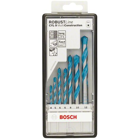 Bosch – Jeu de forets 7 pièces pour béton et maçonnerie – Diamètres 4 à 12 mm – Longueurs utiles 40 à 90 mm – Carbure endurant