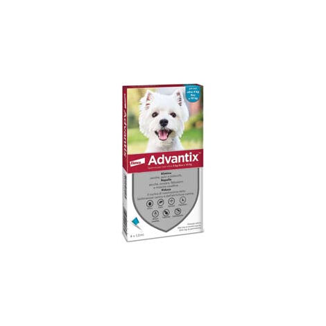 ADVANTIX ELIMINE PUCES, TIQUES ET MOUSTIQUE CHIENS 4-10KG PACK 4 PIPETTES